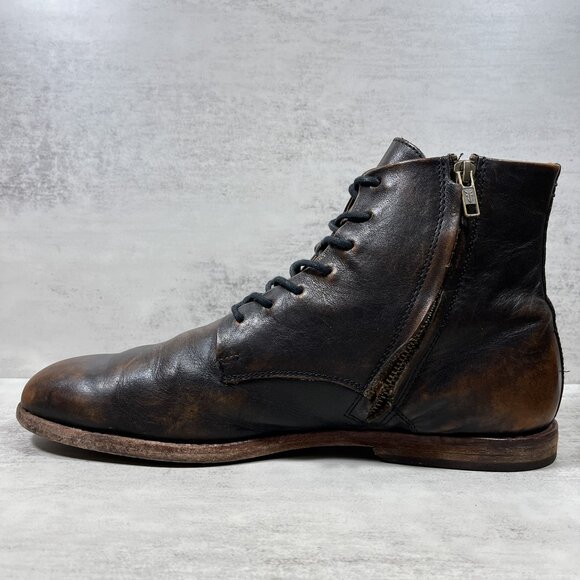 Frye Leather Lace Up Zip Ankle Boots - Men's Size 11.5 D - Brown - Picture 5 of 11